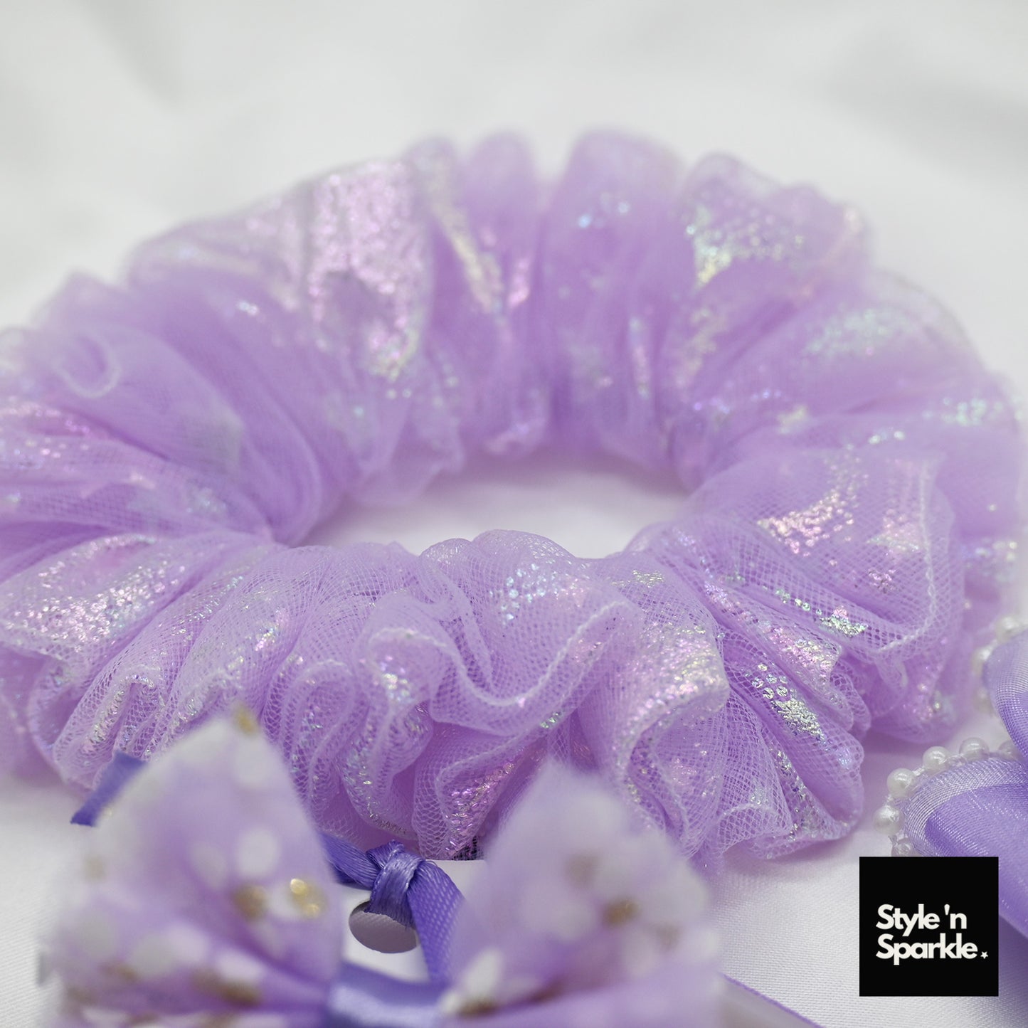 Purple Ribbon and Tulle Kids Gift Bag