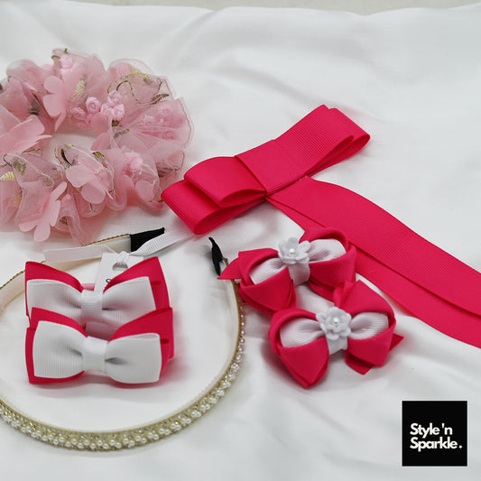 Hot Pink Ribbon and Tulle Kids Gift Bag