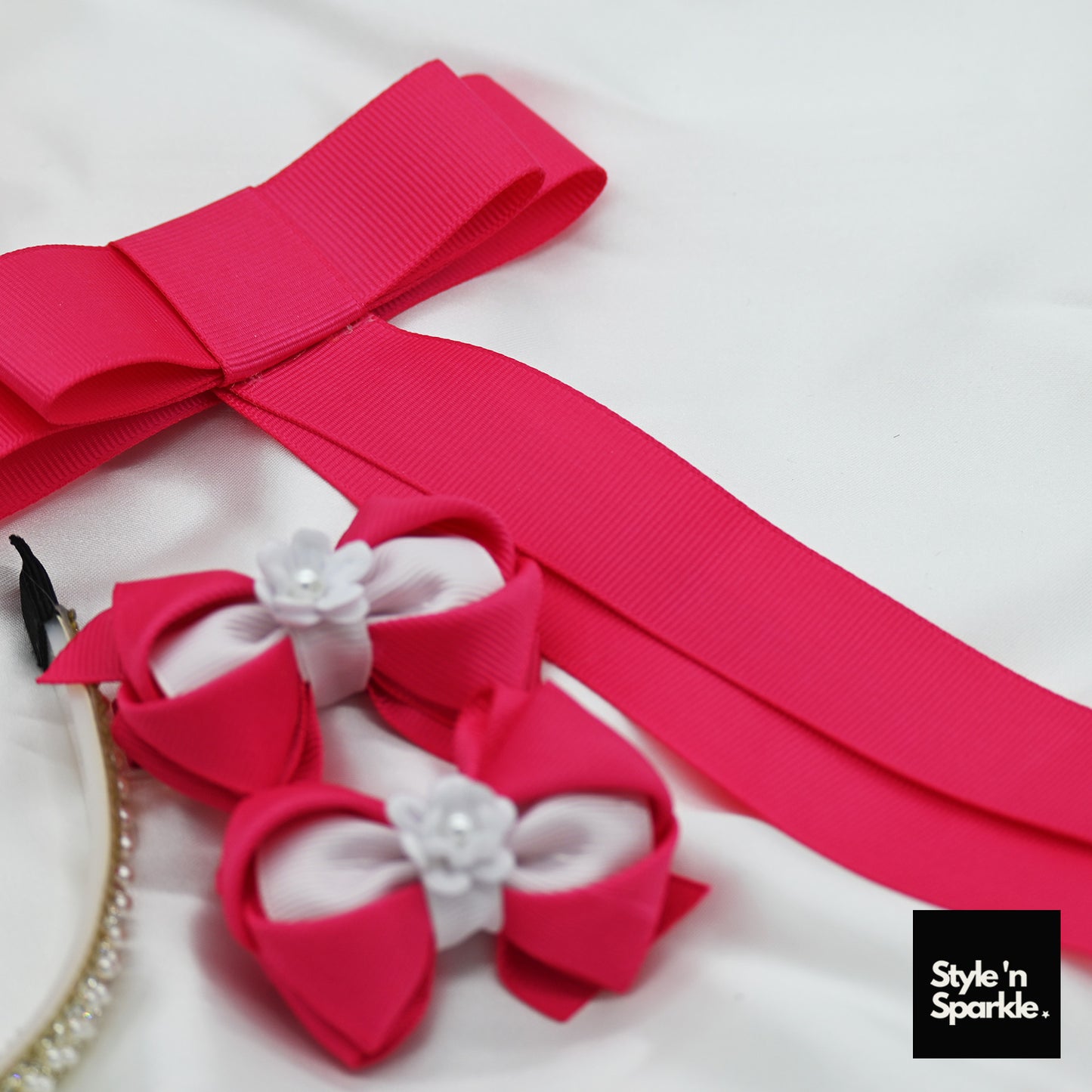 Hot Pink Ribbon and Tulle Kids Gift Bag