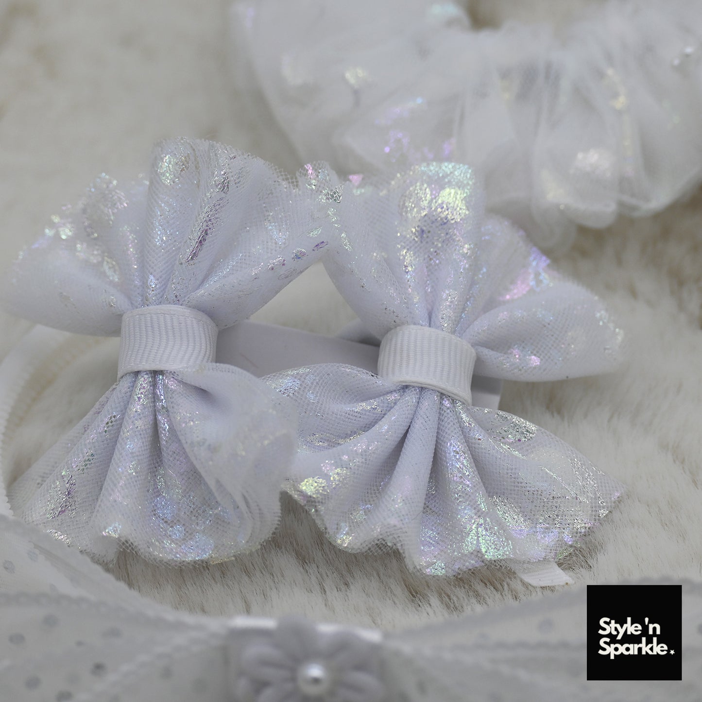 White Tulle Kids Gift Bag Hair Accessory Collection