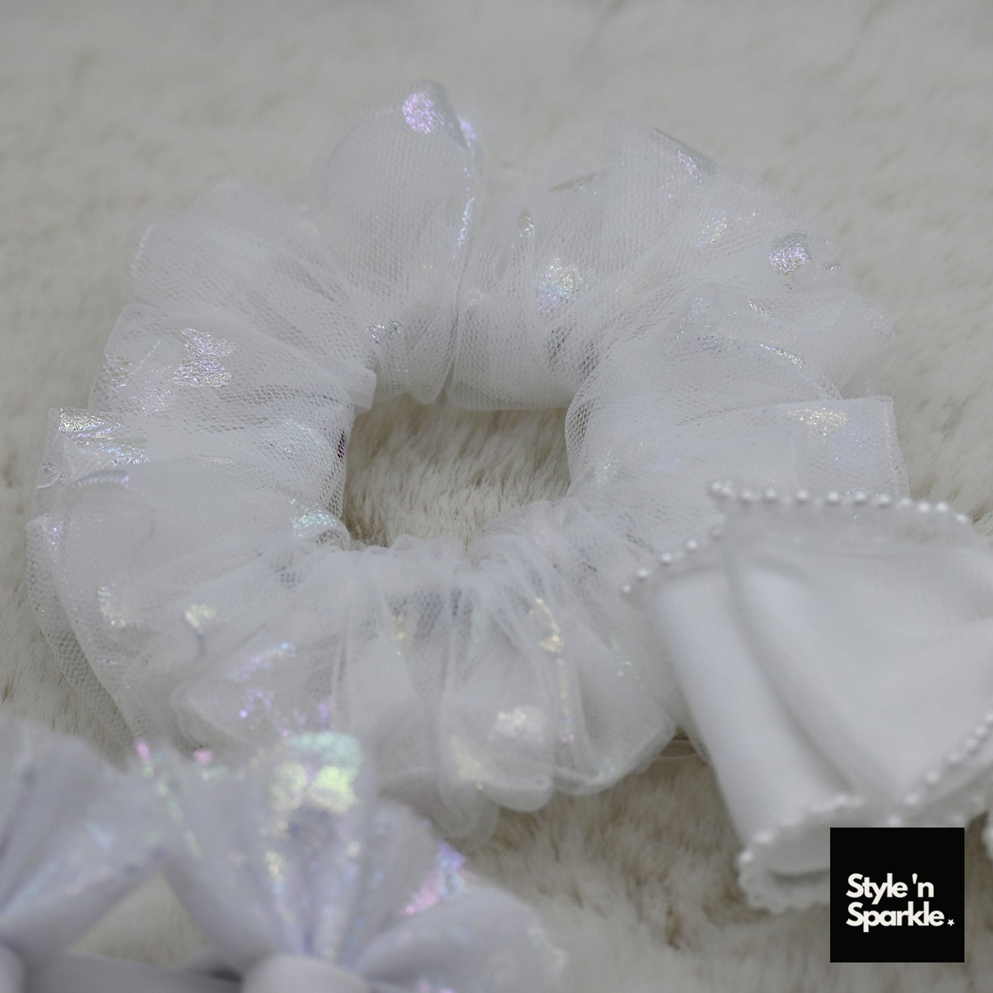 White Tulle Kids Gift Bag Hair Accessory Collection