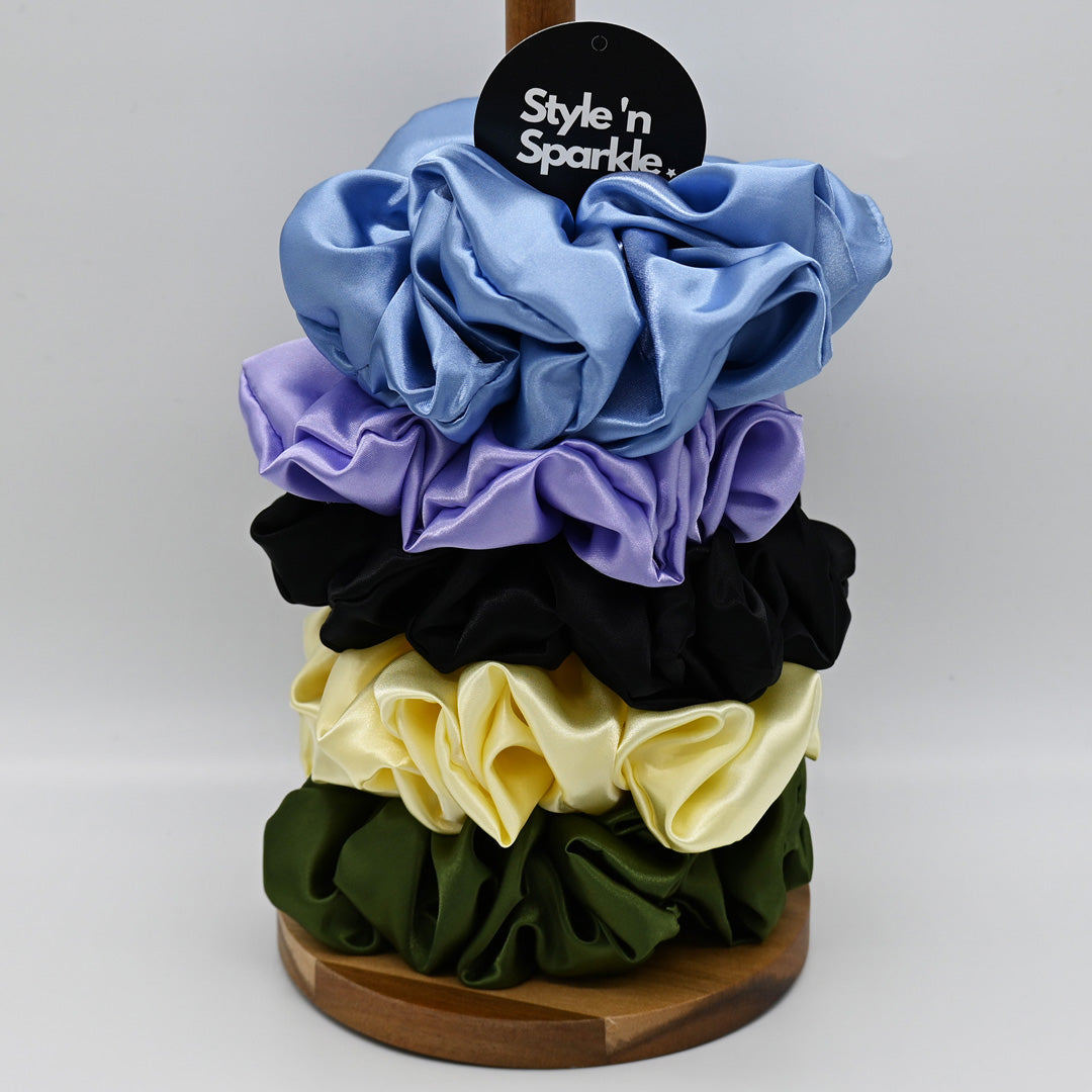 Olive Green Satin Scrunchie