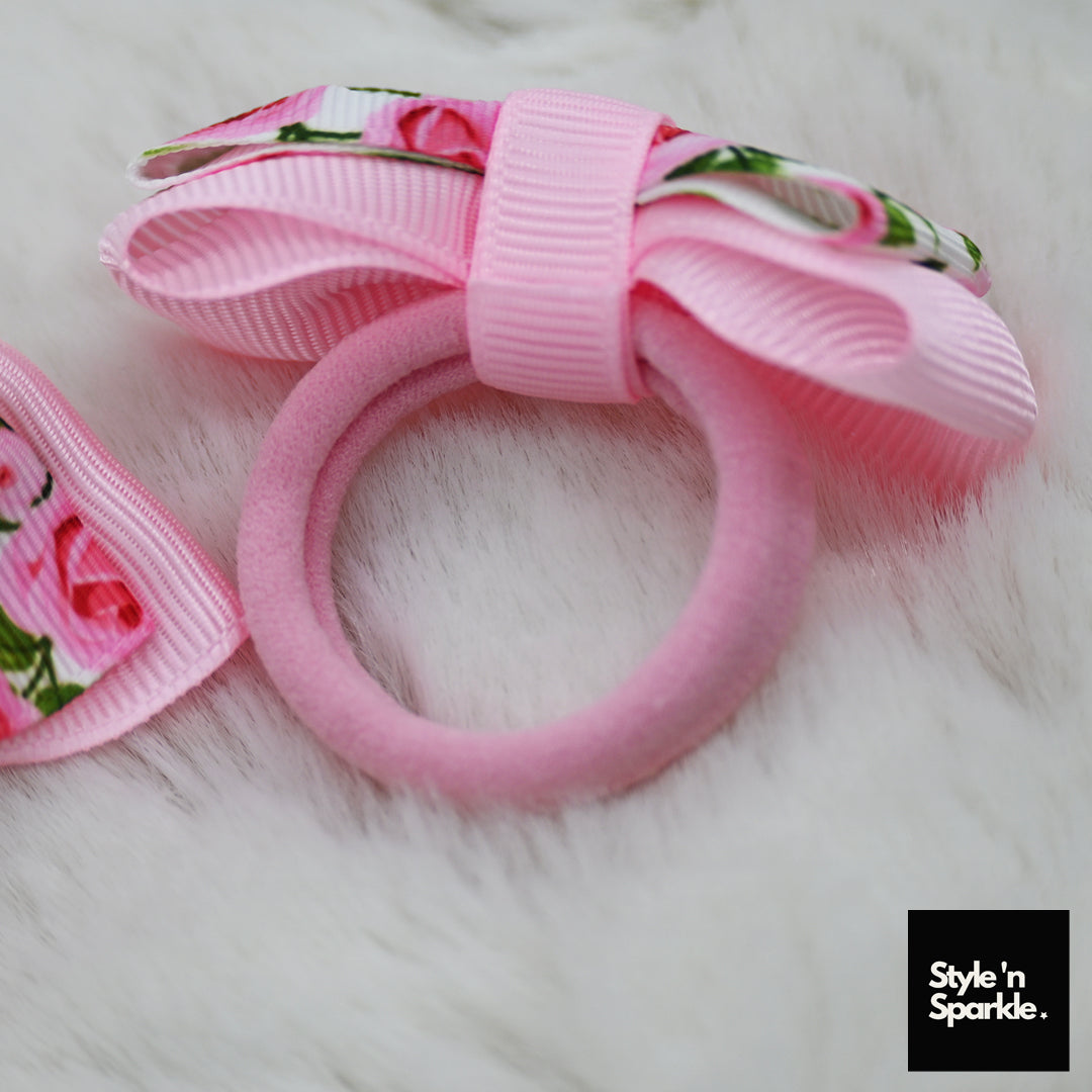 Hot Pink Rose Bow Pair