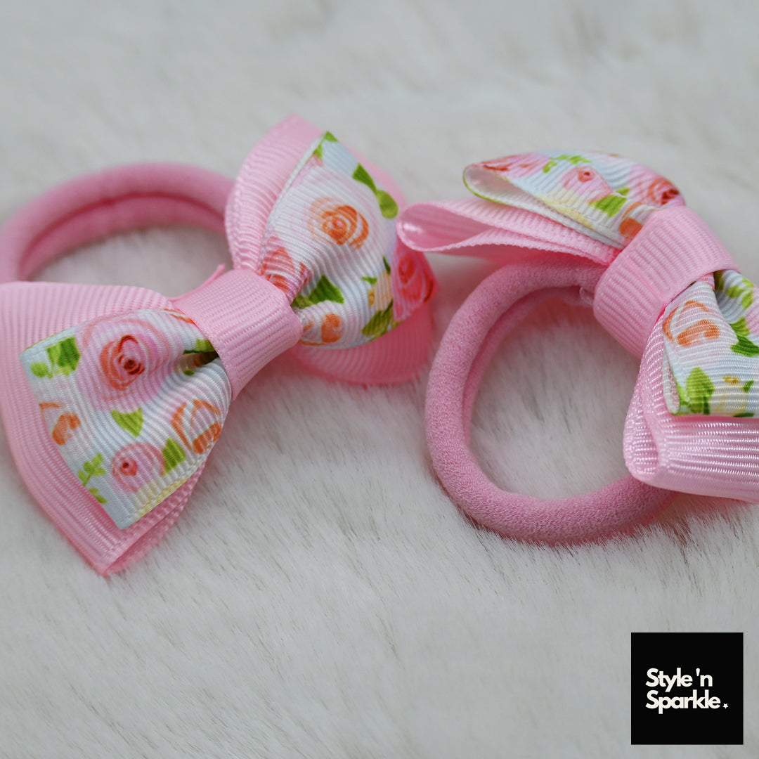 Pink Rose Bow Pair