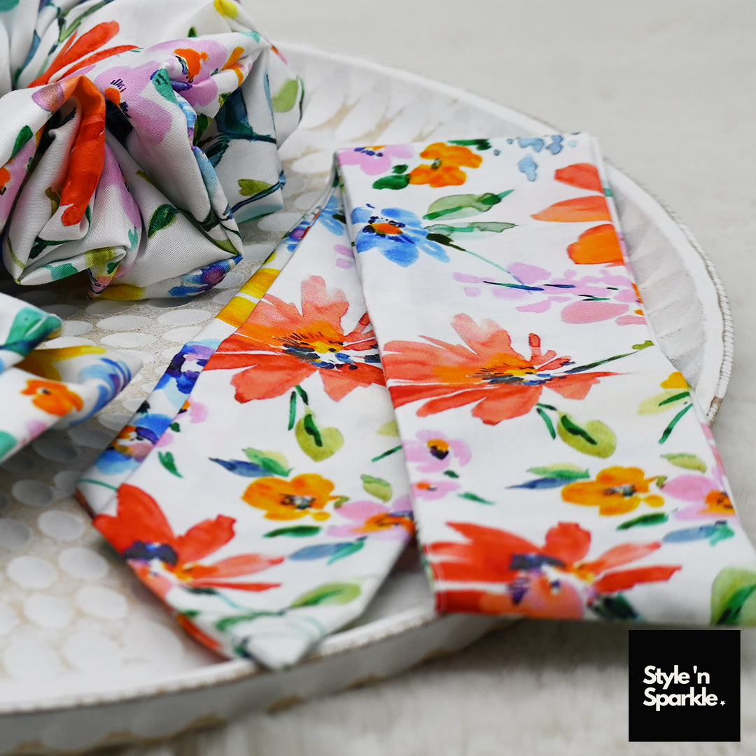 White Floral Rich Cotton Fashionable Scarf