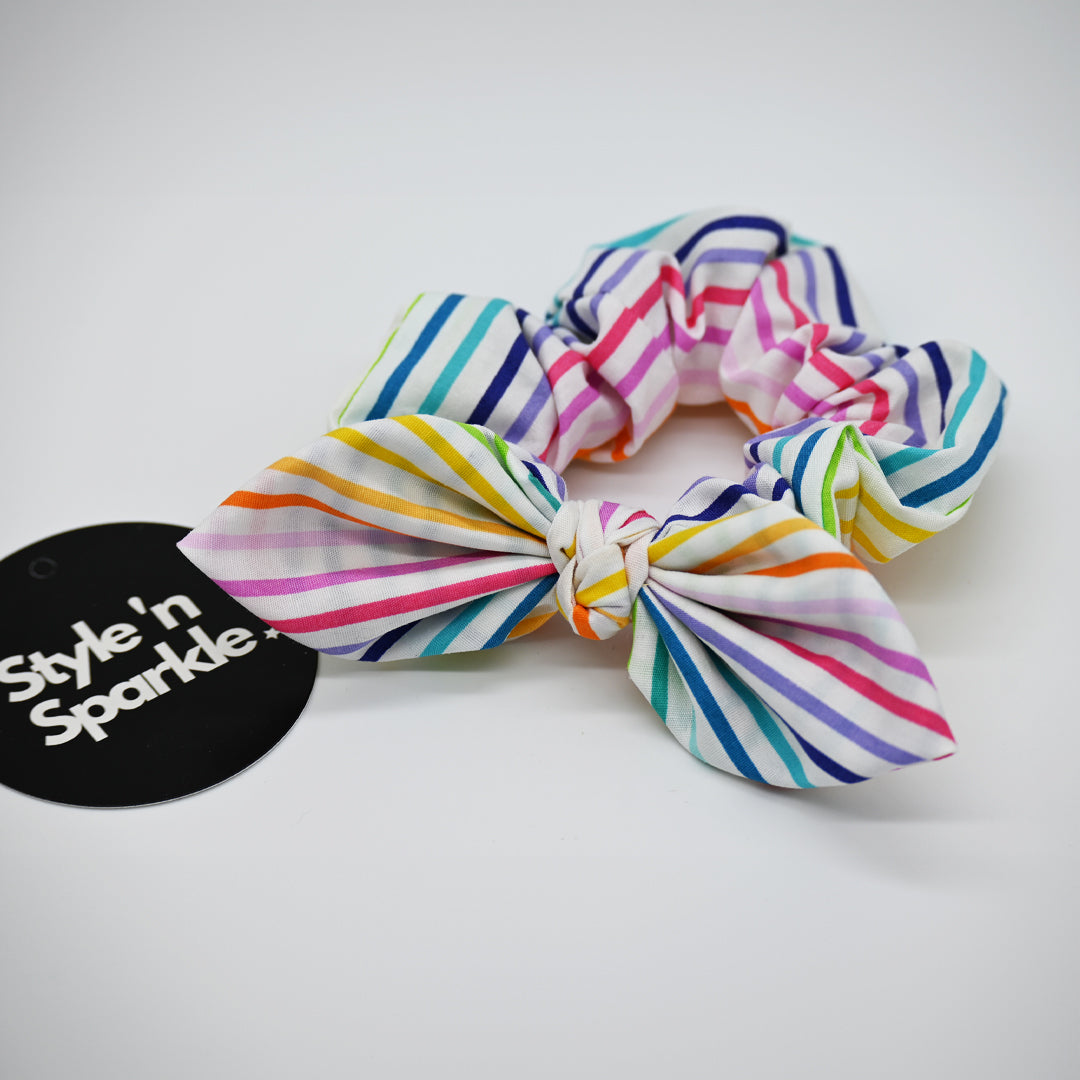 Rainbow Bunny Ear Kids Scrunchie