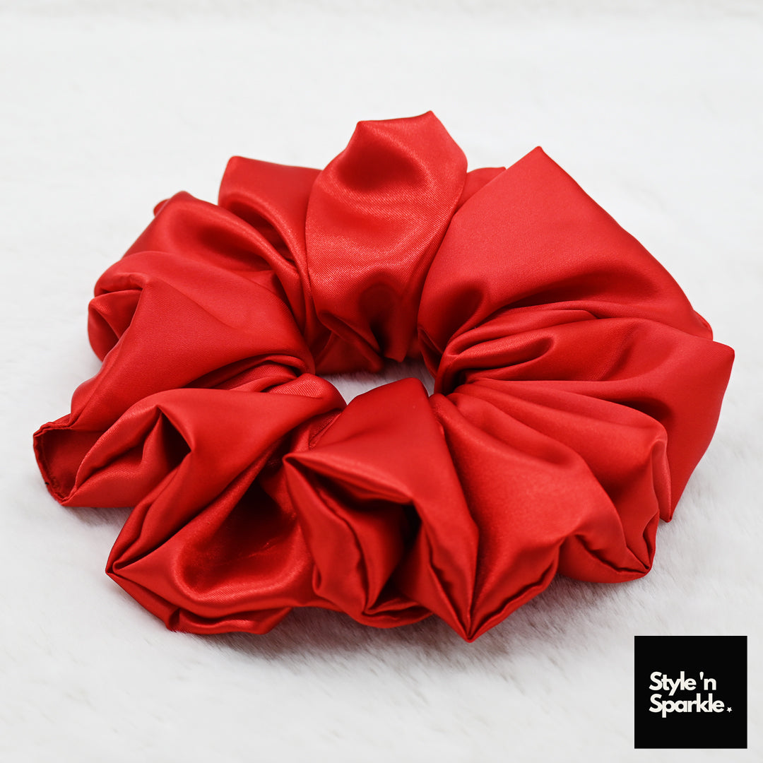 Bright Red Satin Scrunchie