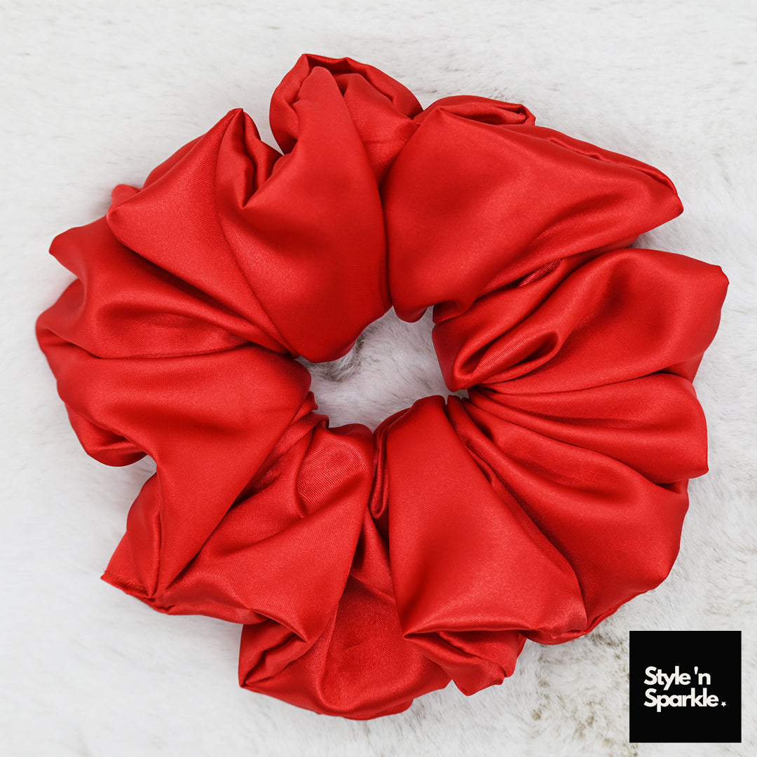 Bright Red Satin Scrunchie