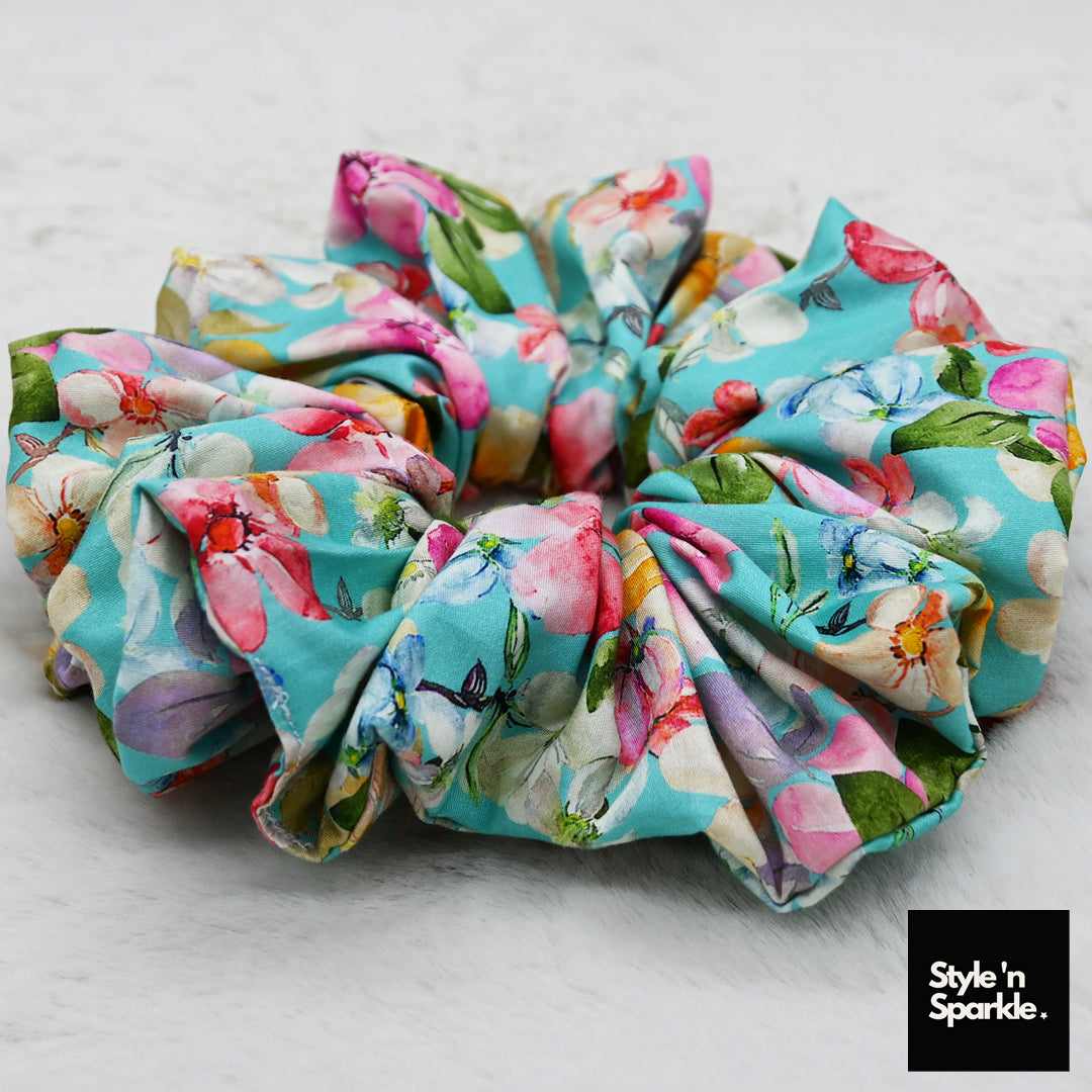 Pastel Floral Scrunchie